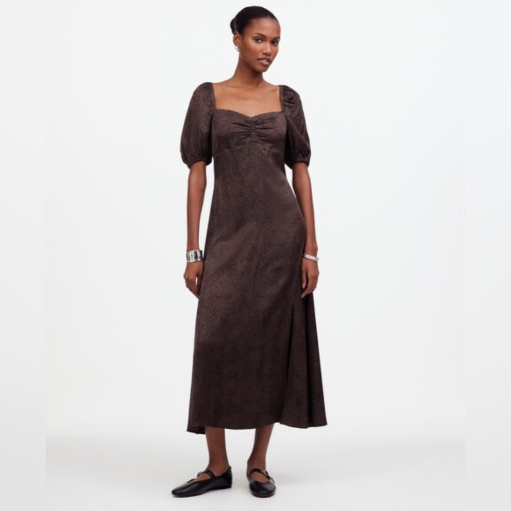 Madewell Puff-Sleeve Sweetheart Midi Dress, Size 8
